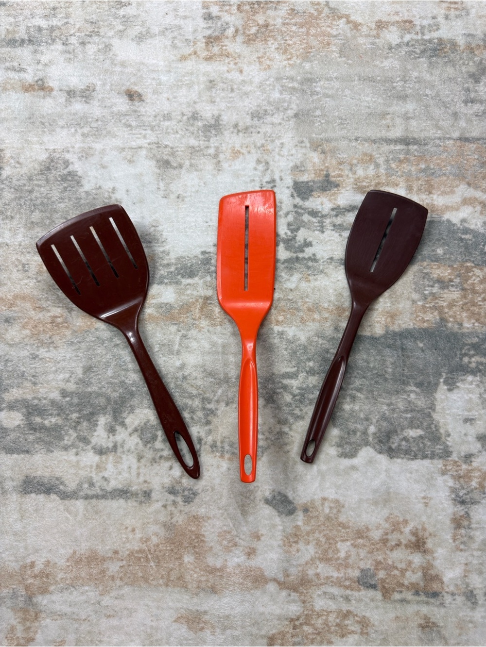 Vintage Foley & Ensar Slotted Spatulas Brown Orange Set of 3